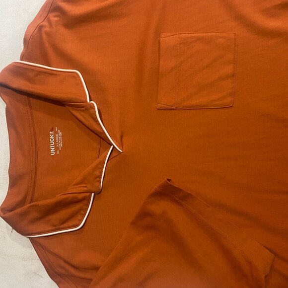 Untuckit Altava Johnny‎ Collar Orange Polo Shirt Mens  XL Cotton Casual - Picture 11 of 13